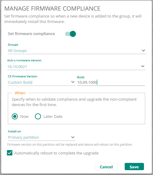 Central Set Compliance fixed